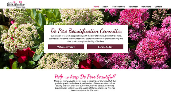 Web design for De pere Beautification Committee