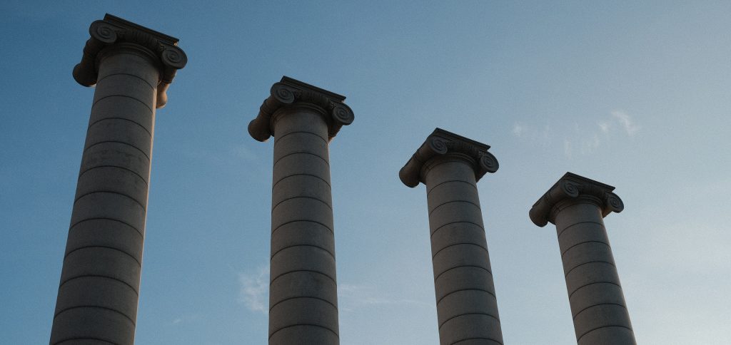 building held by pillars