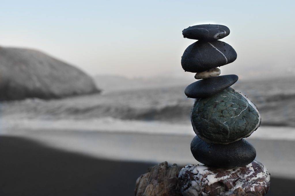 stones balancing on time of each other