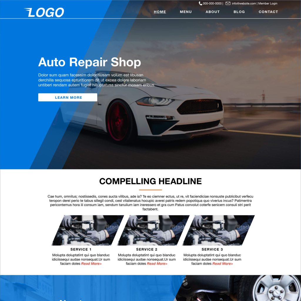 Chris’s Autobody Shop Website Template in Light Blue