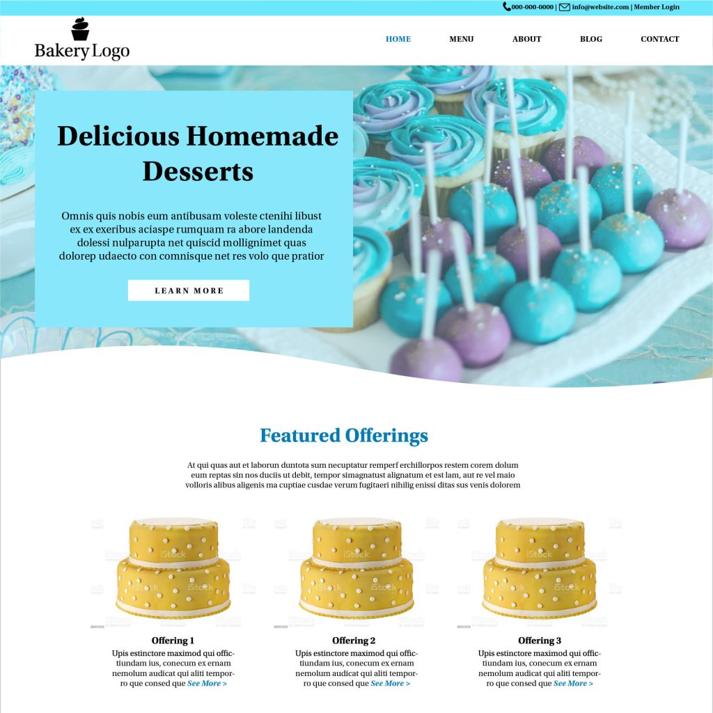 Anna's Little Bakery Website Template in Blue