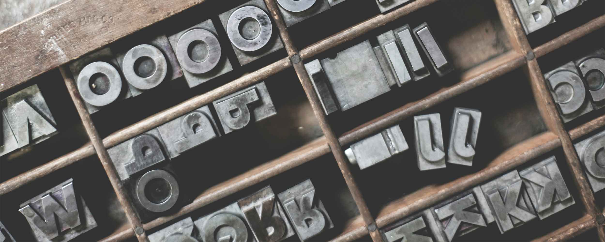 Letters from an old print press. The first typefaces used.
