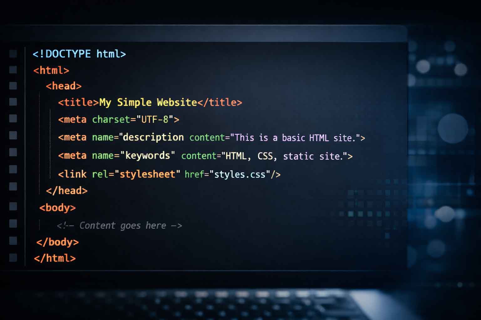 Simple HTML code for a website. Just cause it's a simple HTML site doesn't mean it can't be hacked.