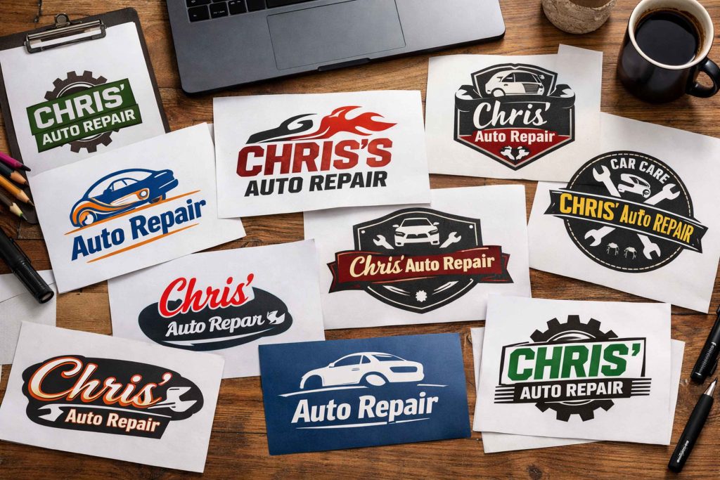 multiple inconsistent business logos vs cohesive logo suite showing how many different logos a company should have